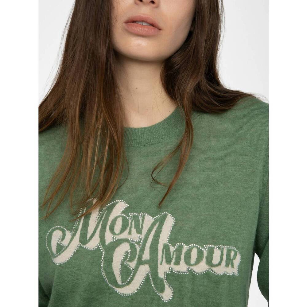 NEW ZADIG & VOLTAIRE miss cashmere sweater in verveine - Picture 4 of 7